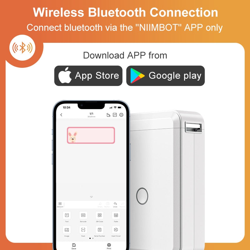 Niimbot D110 Portable Pocket Printer for Phone Home Office Storage Labeling Machine Label Maker Thermal Bluetooth With Stickers - KiwisLove