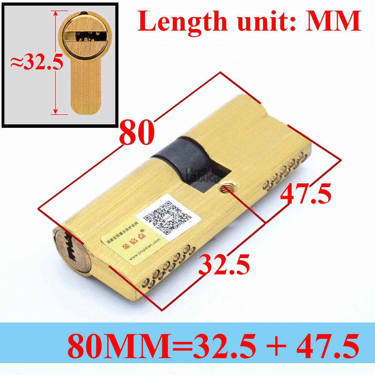 65-120MM Cylinder Hardware Door Skew Lock,  Elongated Core Anti-theft Entry Brass Door Lock Cylinder door Lock cylinder 8 keys - KiwisLove