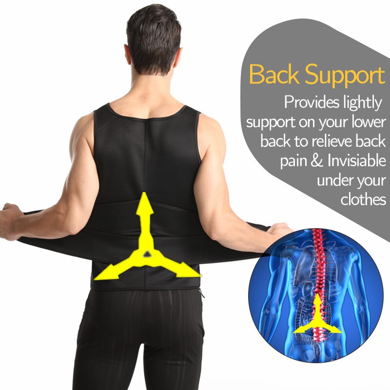 Men Neoprene Sweat Sauna Vest Body Shapers Vest Waist Trainer Slimming Vest Shapewear Waist Shaper Corset Gym Underwear Fat Burn - KiwisLove