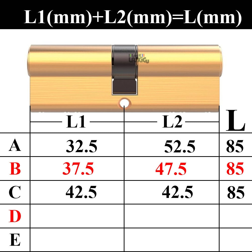 Door Cylinder Biased Lock 65 70 80 90 115mm Cylinder AB Key Anti-Theft Entrance Brass Door Lock Lengthened Core Extended Keys - KiwisLove