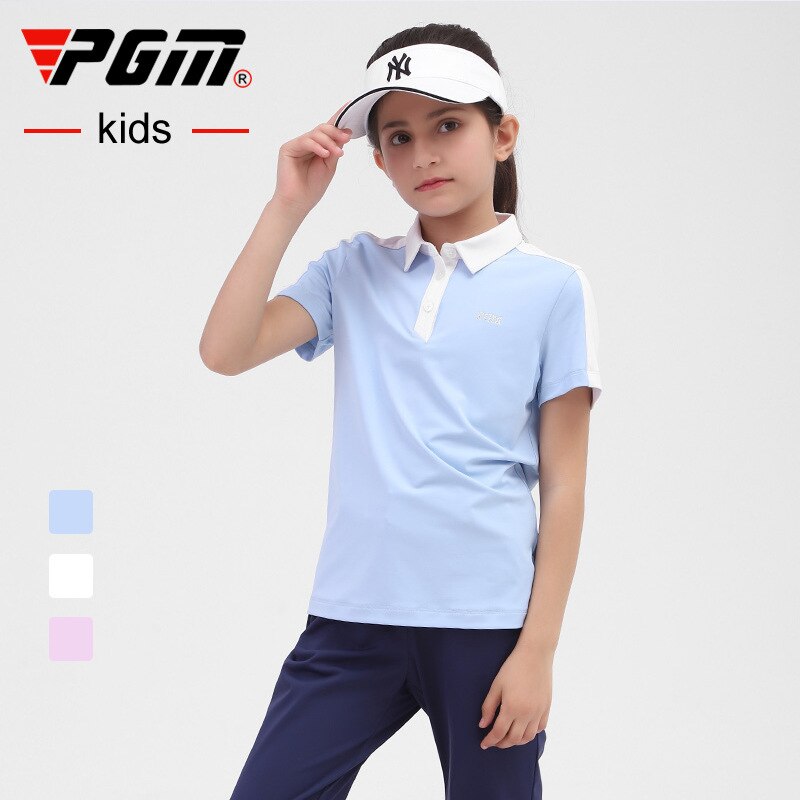 PGM Golf Kid Clothing Summer Girls Golf T-Shirt Short Sleeve Golf Shirts Comfortable And Breathable Tops Golf Apparel S-XL YF412 - KiwisLove