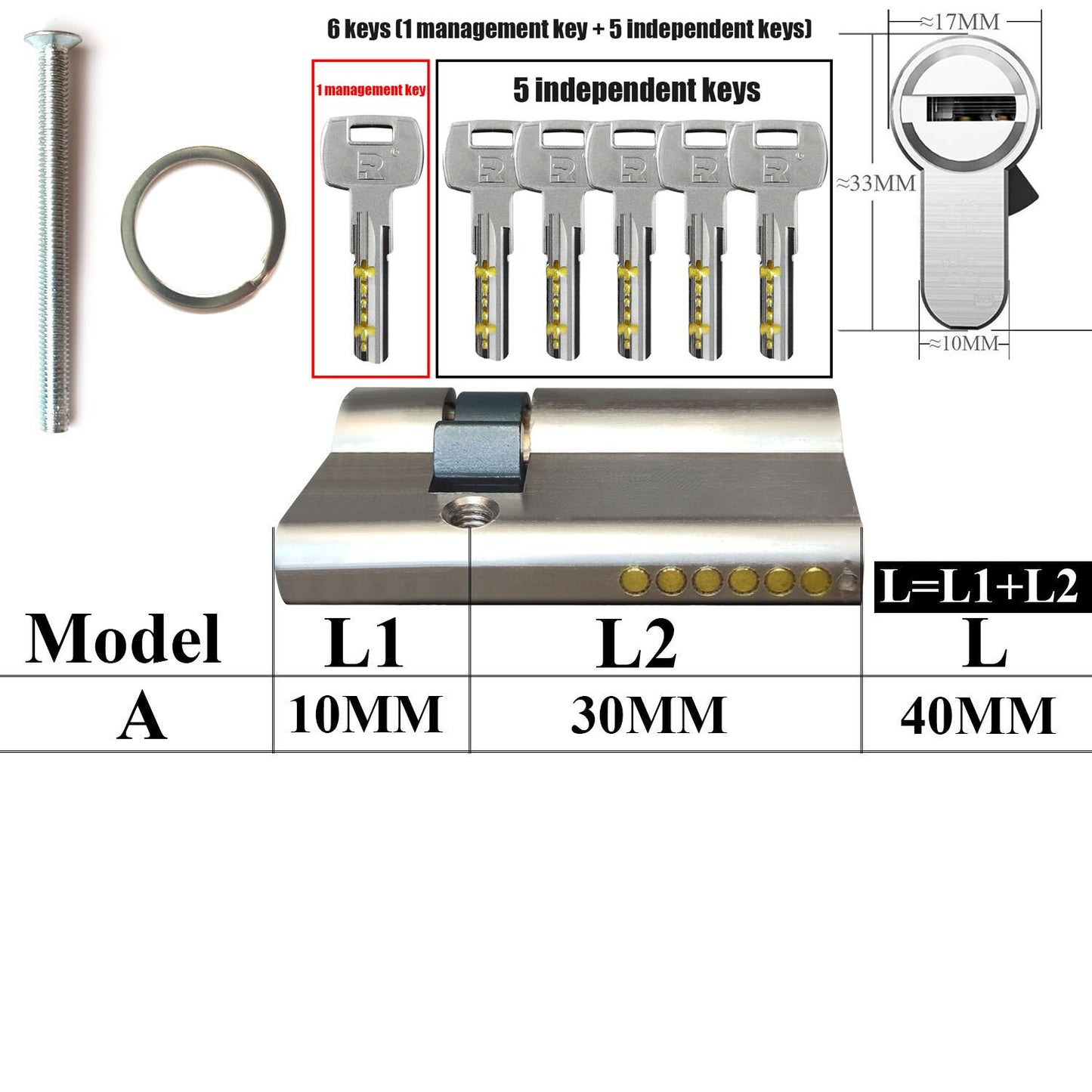 Management key and independent key lock core customization one key opens all locks Door lock Cylinder door Door cylinder lock - KiwisLove