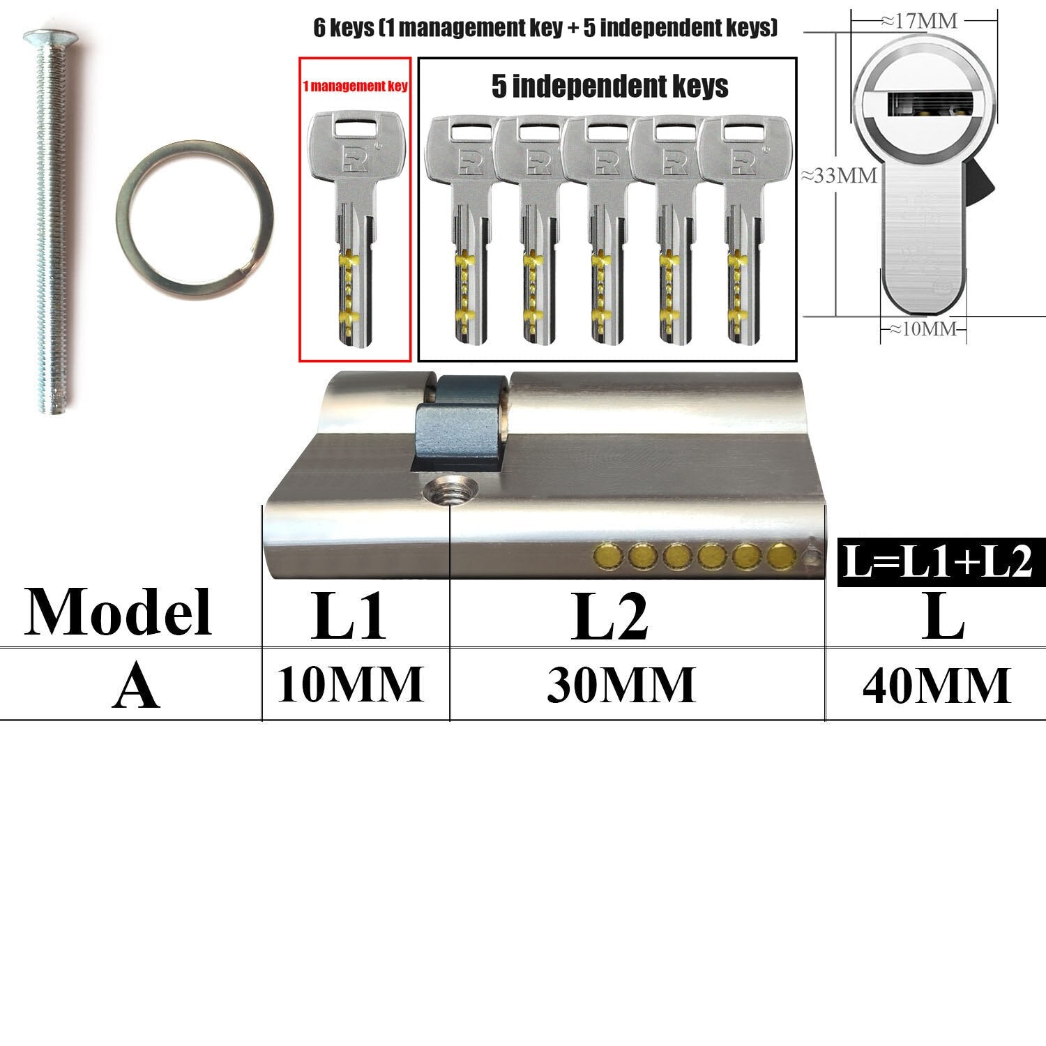 Management key and independent key lock core customization one key opens all locks Door lock Cylinder door Door cylinder lock - KiwisLove