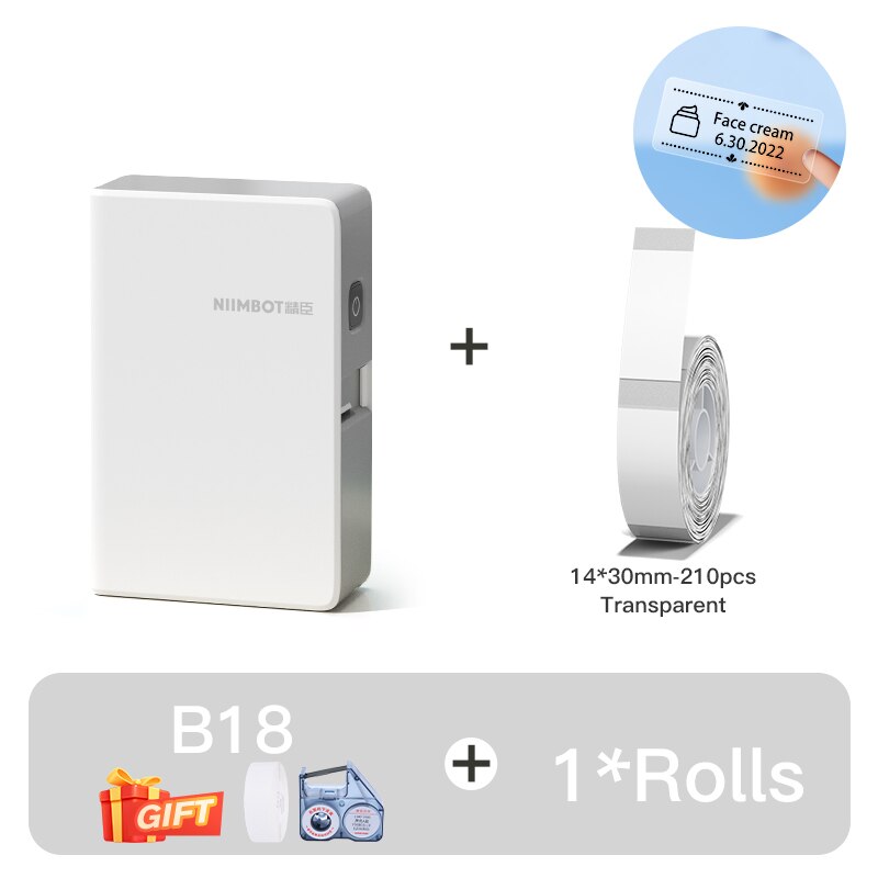 Niimbot B18 Thermal Transfer Label Sticker Printer Mini Label Maker With Ribbon PET Papers For Commercial Household Storage - KiwisLove