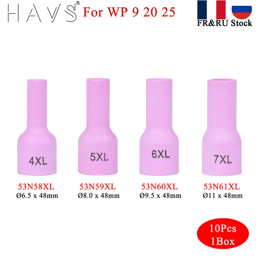 10PCs Per Box 48mm 53N58XL 53N59XL 53N60XL 53N61XL Alumina Nozzles For TIG WP9/17/18/20/25/26 Welding Torch Accessories - KiwisLove