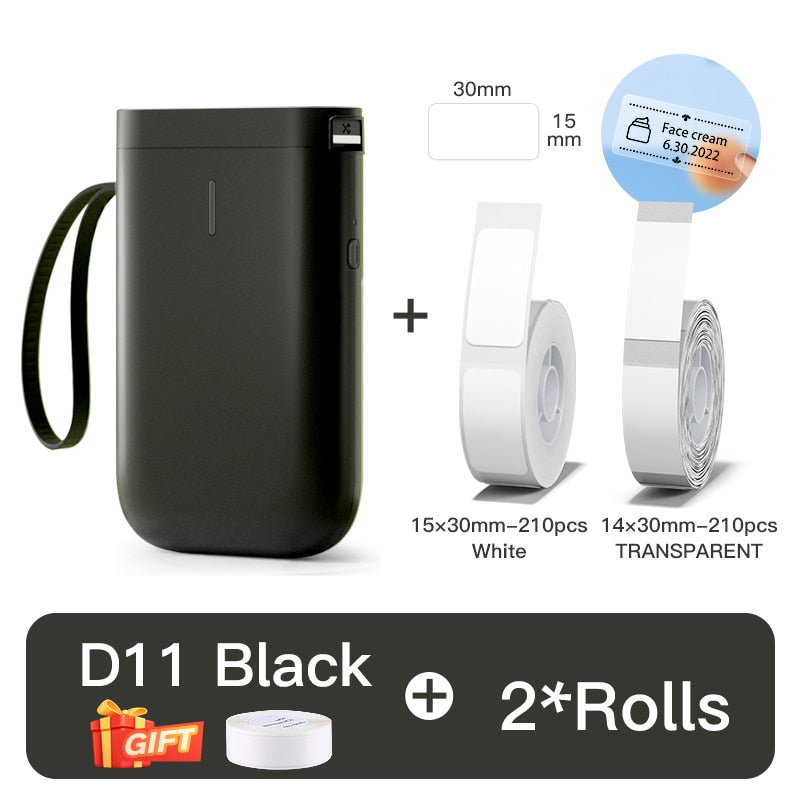 Niimbot D11 Portable Thermal Pocket Printer Mini Wireless Label Maker With Waterproof Anti-Oil Transparent ColorfulLabel Sticker - KiwisLove