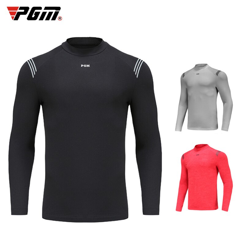 PGM Golf Shirt Men Autumn Winter Long Sleeves Elastic Clothes Sports Wear Gym Suit Casual Commuter Clothing YF371 Black Red XXL - KiwisLove