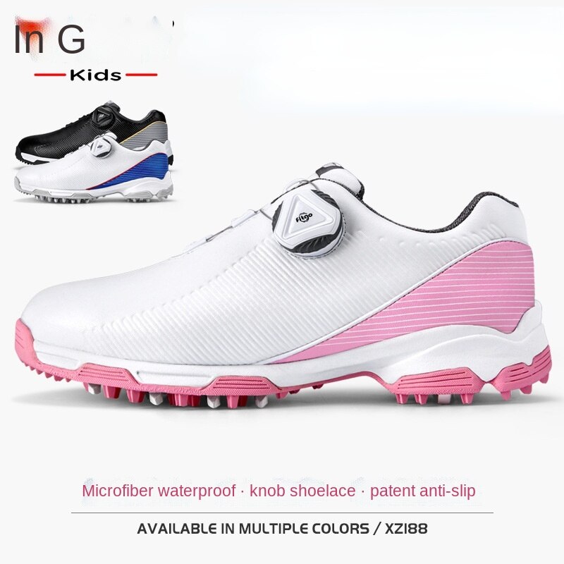 PGM Golf Kids Sport Shoes Boys Golf Shoes Kid Sneaker Girls Youth Waterproof Shoes Anti-skid Outdoor Grass Sports XZ188 - KiwisLove