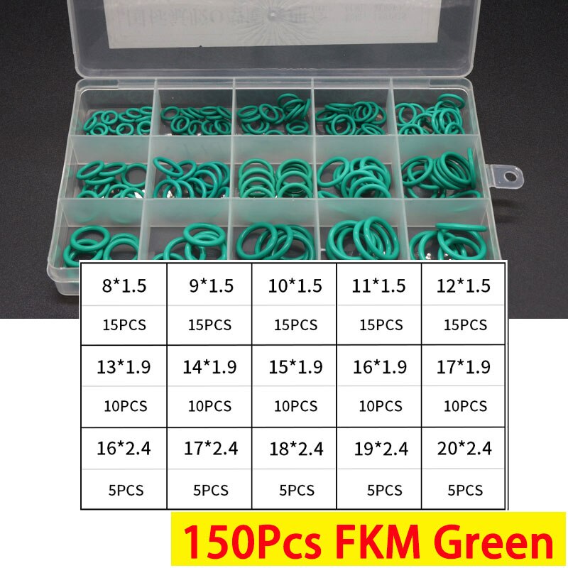 Boxed VMQ NBR FKM O Ring Set Rubber Washer Seals Assortment Red/Black/Green O-Ring Seals Set High Quality For Car Gasket - KiwisLove