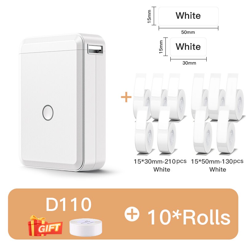 Niimbot D110 Portable Pocket Printer for Phone Home Office Storage Labeling Machine Label Maker Thermal Bluetooth With Stickers - KiwisLove