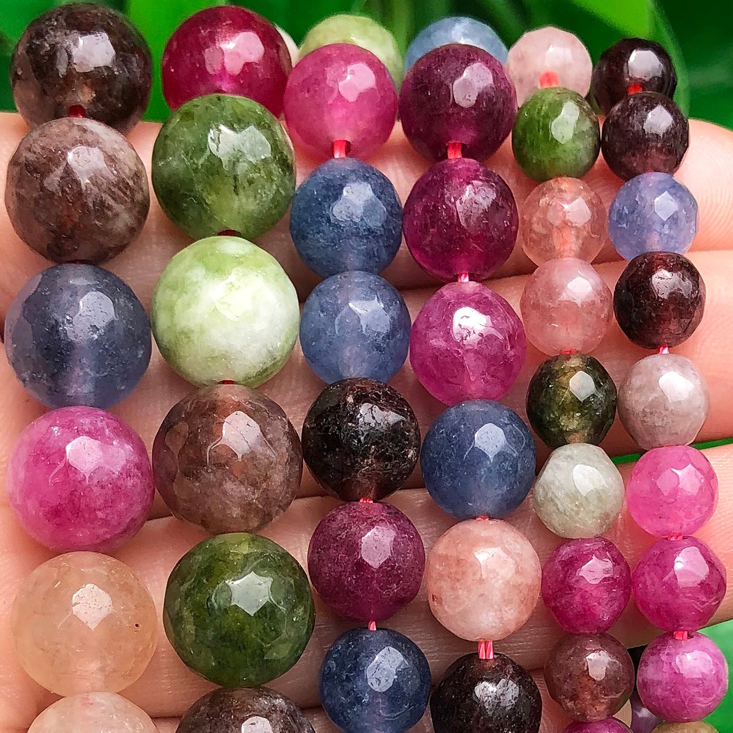 Natural Stone Beads Faceted Colorful Tourmaline Round Loose Spacer Beads Diy Handmade Bracelet for Jewelry Making Accessories - KiwisLove