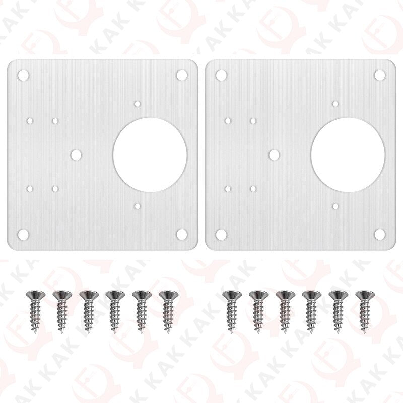KAK 8pcs Hinge Repair Plate Brushed Stainless Steel Cabinet Hinge Fixing Plate Bracket Kit with Mounting Screws Door Hardware - KiwisLove