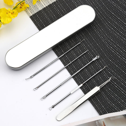 5PCS Blackhead Removal Acne Needles Comedone Black Spot Extractor Pimple Blemish Remover Skin Care Pore Cleanser Needle Hook - KiwisLove