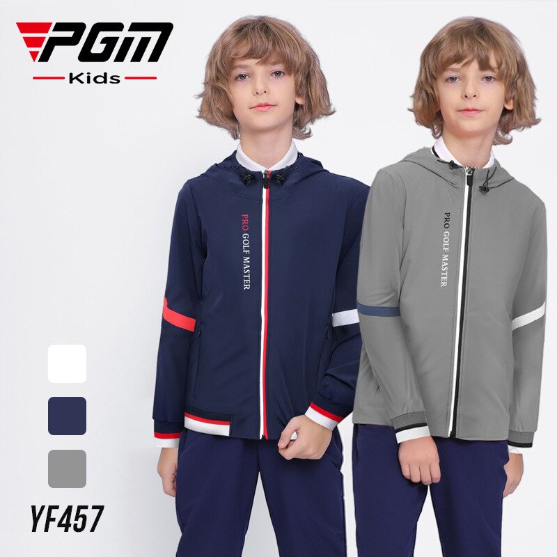 PGM Kids Golf Jackets Hooded Collar Autumn Winter Boys Sportswear Long Sleeve Warm Winter Hooded Youth Golf Clothing YF457 - KiwisLove