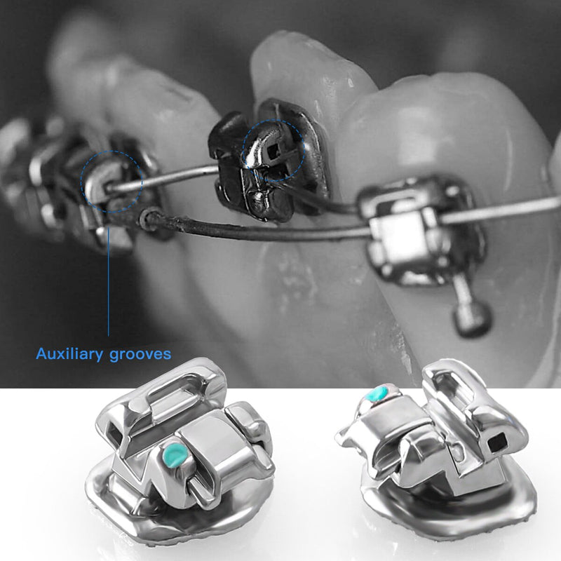 Dental Orthodontic Ceramic Self-Ligating Bracket Clear Roth &amp; MBT 0.022 5*5 3Hooks With Metal Lower 4 &amp; 5 - KiwisLove