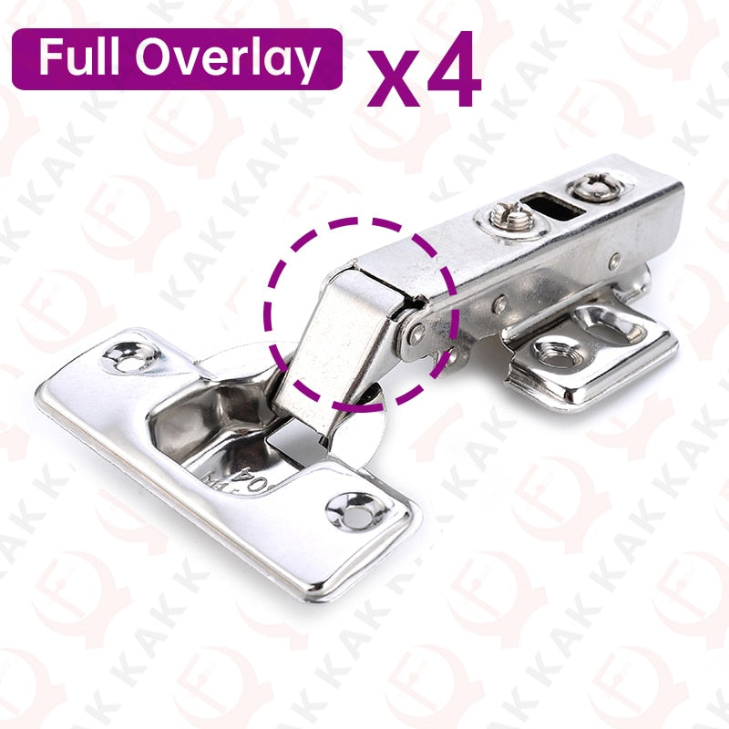 KAK 8 Pieces Stainless Steel Cabinet Hinges Soft Closing Hydraulic Door Hinge Damper Buffer Kitchen Cabinet Furniture Hardware - KiwisLove