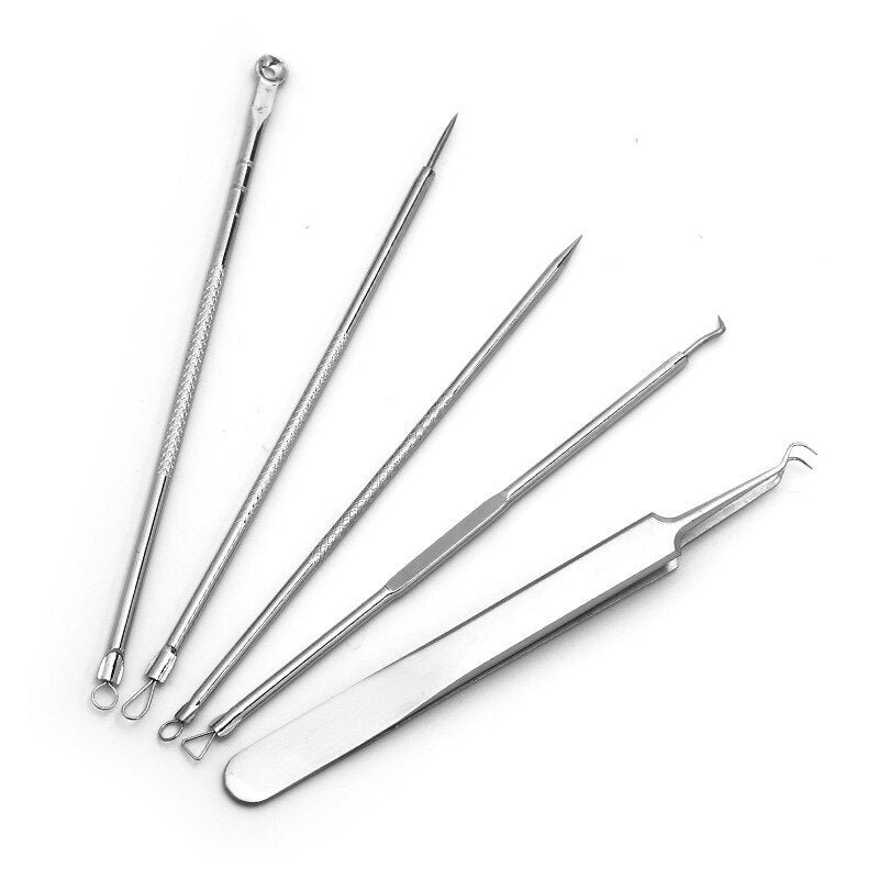 5PCS Blackhead Removal Acne Needles Comedone Black Spot Extractor Pimple Blemish Remover Skin Care Pore Cleanser Needle Hook - KiwisLove