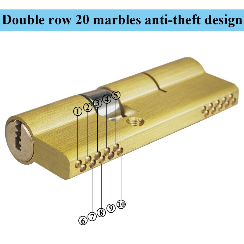 65-120MM Cylinder Hardware Door Skew Lock,  Elongated Core Anti-theft Entry Brass Door Lock Cylinder door Lock cylinder 8 keys - KiwisLove