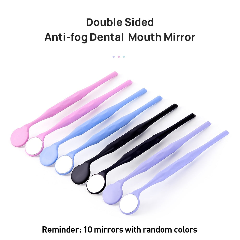 10pcs/Box With Random Colors Dental Double Sided Mouth Mirrors With Handle - KiwisLove
