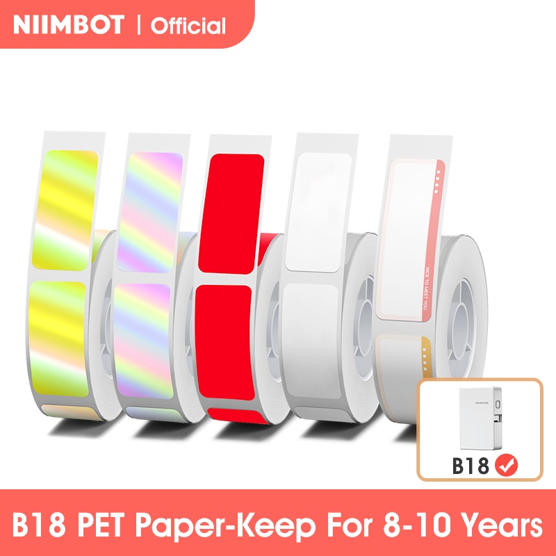 Niimbot B18 Thermal Transfer Printer PET Label Paper Keep 8-10 Years Colorful Carbon Ribbon For Thermal Portable Label Maker - KiwisLove