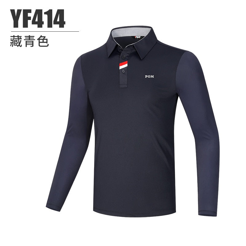 PGM Men Golf Shirts Long Sleeve Breathable Tshirts Polo Collar Golf Clothing Men Casual Leisure Table Tennis Shirt M-XXL YF414 - KiwisLove