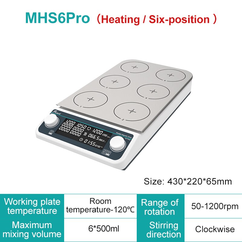 JOANLAB Multiple Magnetic Stirrer Hot Plate Digital Display Laboratory Stirrer Magnetic Mixer Heating Four-station Six-Position - KiwisLove