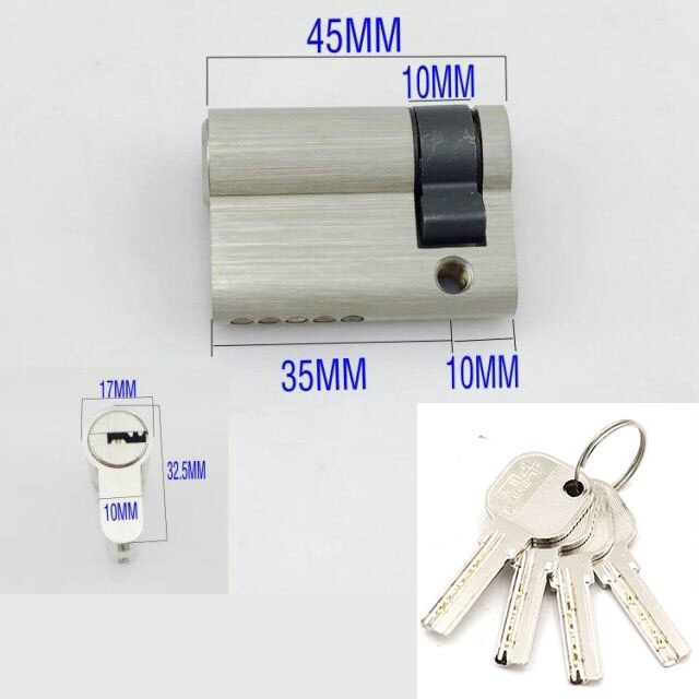 Invisible door lock core Half eccentric lock cylinder,with knob,45mmx32MM,for Channel lock fire-proof door Security door - KiwisLove