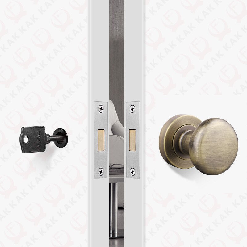 KAK Black Zinc Alloy Hidden Door Lock Invisible Corridor Sliding Door Handle Lock Keyless Mechanical Lock Door Latch Hardware - KiwisLove