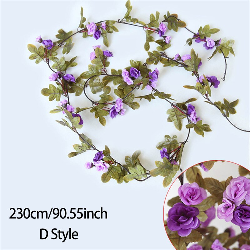 3pc Long Artificial Wedding Arch Flower Garland Silk Wall Hanging Rattan Plastic Vine Home Living Room Window Decor Autumn Plant - KiwisLove