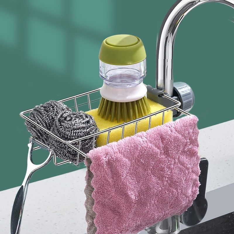 Kitchen Stainless Steel Sink Drain Rack Sponge Storage Faucet Holder Soap Drainer Shelf Basket Organizer Bathroom Accessories - KiwisLove