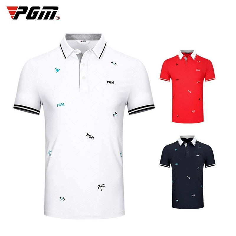 PGM Men&#39;S Shirts Golf T Shirt Summer Short Sleeved Tops Men Breathable Elastic Uniforms Golf Clothing Size M-XXL YF395 - KiwisLove