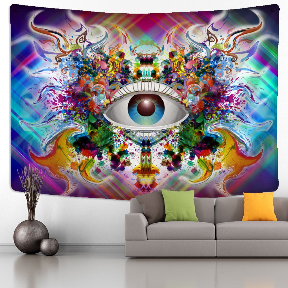 Psychedelic Human Eye Tapestry Wall Hanging Witchcraft Hippie Tapiz Aesthetics Room Dorm Art Home Decor - KiwisLove
