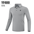 PGM Men&#39;s Winter Long-sleeved T-shirt Soft Warm Elastic Lapel POLO Shirt Top Clothes White Grey Black YF480 - KiwisLove