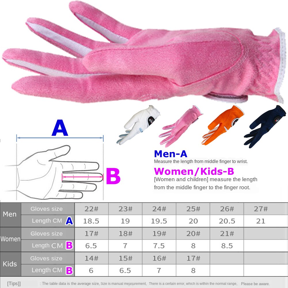 PGM 1pair Women Golf Gloves Soft Microfiber Cloth Breathable Non-slip Protective Gloves Hand Wear Golf Accessory - KiwisLove