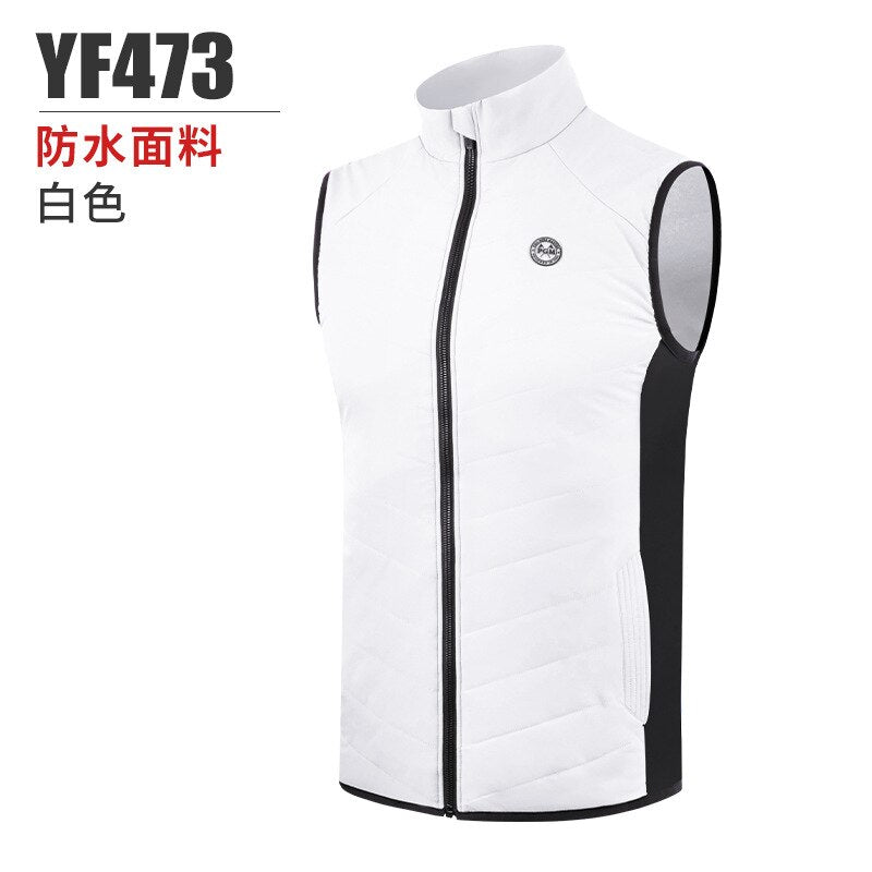 PGM Men&#39;s Golf Warm Sleeveless Vest Autumn Winter Stand Collar Golf Men Plus Cotton Windproof Sportswear Apparel  YF473 - KiwisLove
