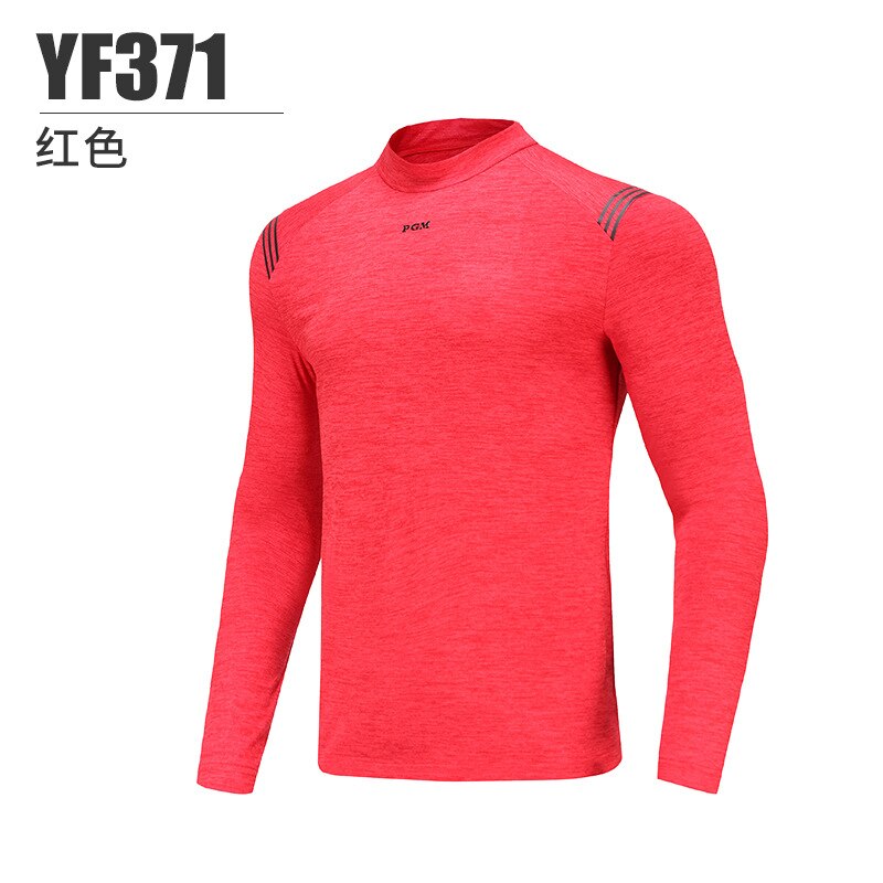 PGM Golf Shirt Men Autumn Winter Long Sleeves Elastic Clothes Sports Wear Gym Suit Casual Commuter Clothing YF371 Black Red XXL - KiwisLove