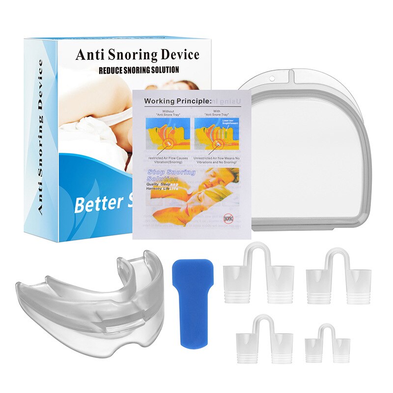 1 Set Gum Shield for Stop Grinding Teeth &amp; Snoring 2-in-1 Anti Snoring Devices Nasal Dilators for Better Sleep - KiwisLove