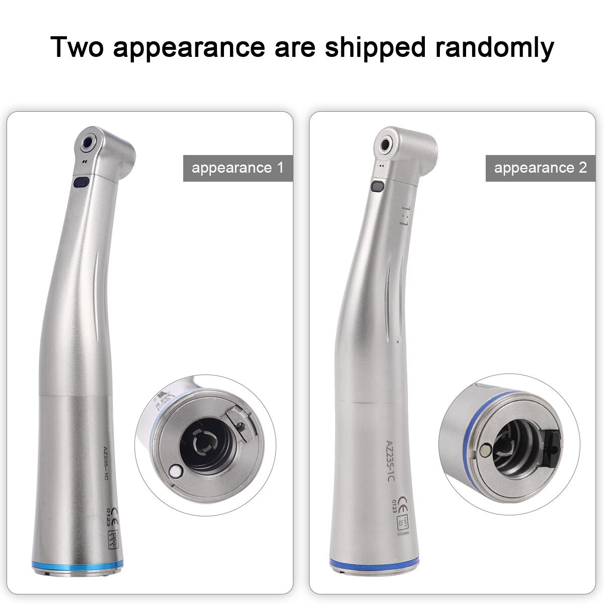 Azdent Dental 1:1 LED Fiber Optic Handpiece Internal Spray Contra Angle Low Speed φ2.35mm - KiwisLove