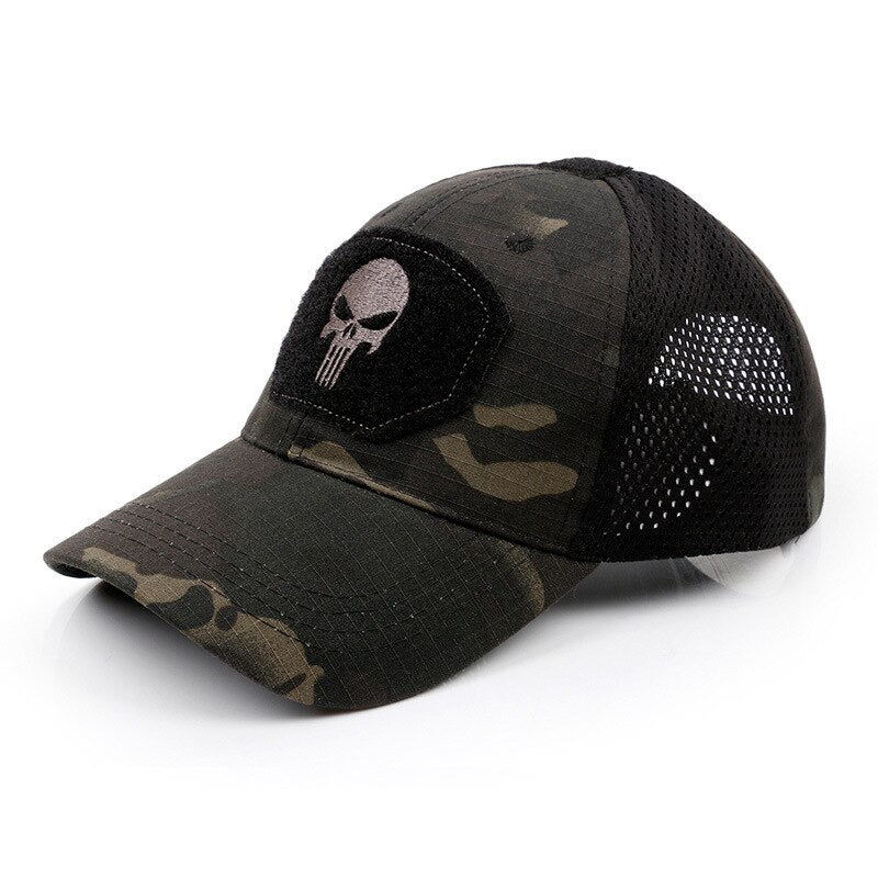 Outdoor Hunting Camouflage Fishing Mesh Skull Baseball Cap Tactical Military Sports Hat for Men Women Camping Hiking Cycling - KiwisLove