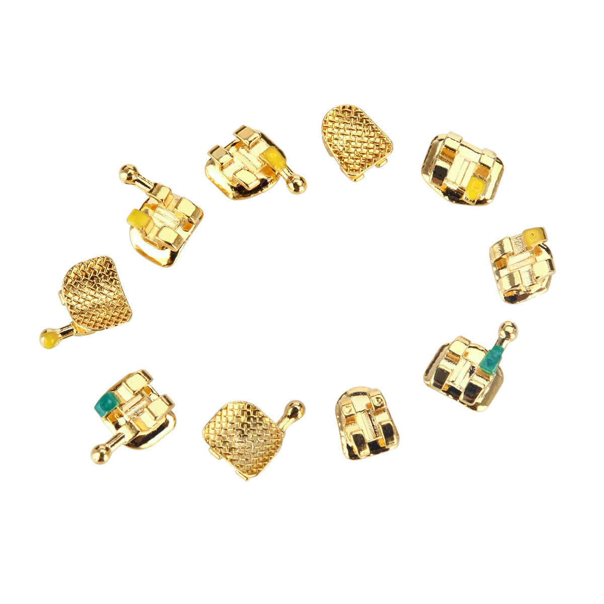 20 pcs/pack Dental Orthodontic Gold Plated Metal Bracket 022 Mini Roth/MBT 345 Hooks - KiwisLove