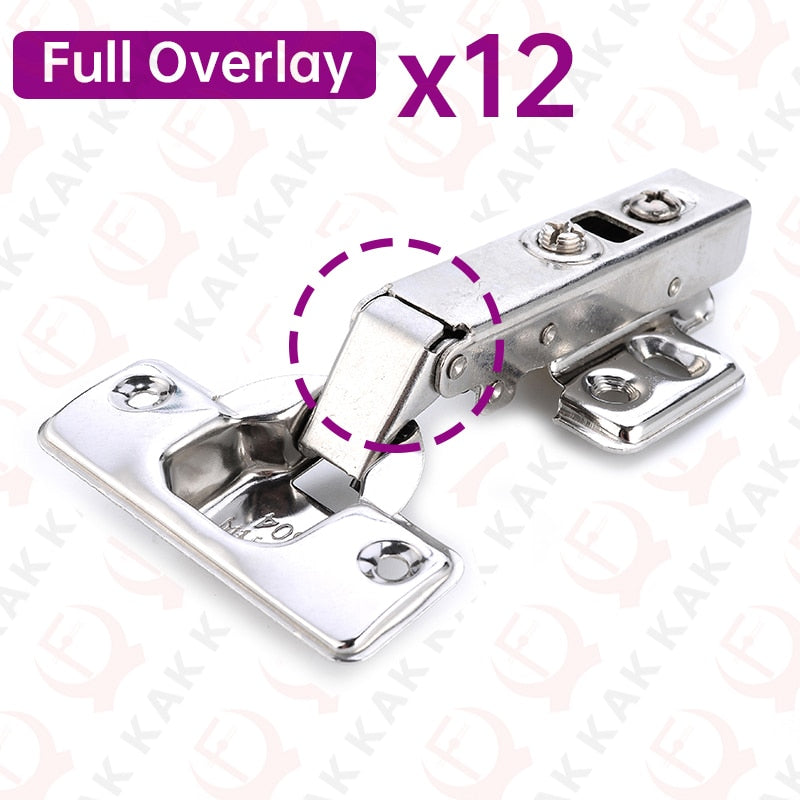 KAK 8 Pieces Stainless Steel Cabinet Hinges Soft Closing Hydraulic Door Hinge Damper Buffer Kitchen Cabinet Furniture Hardware - KiwisLove