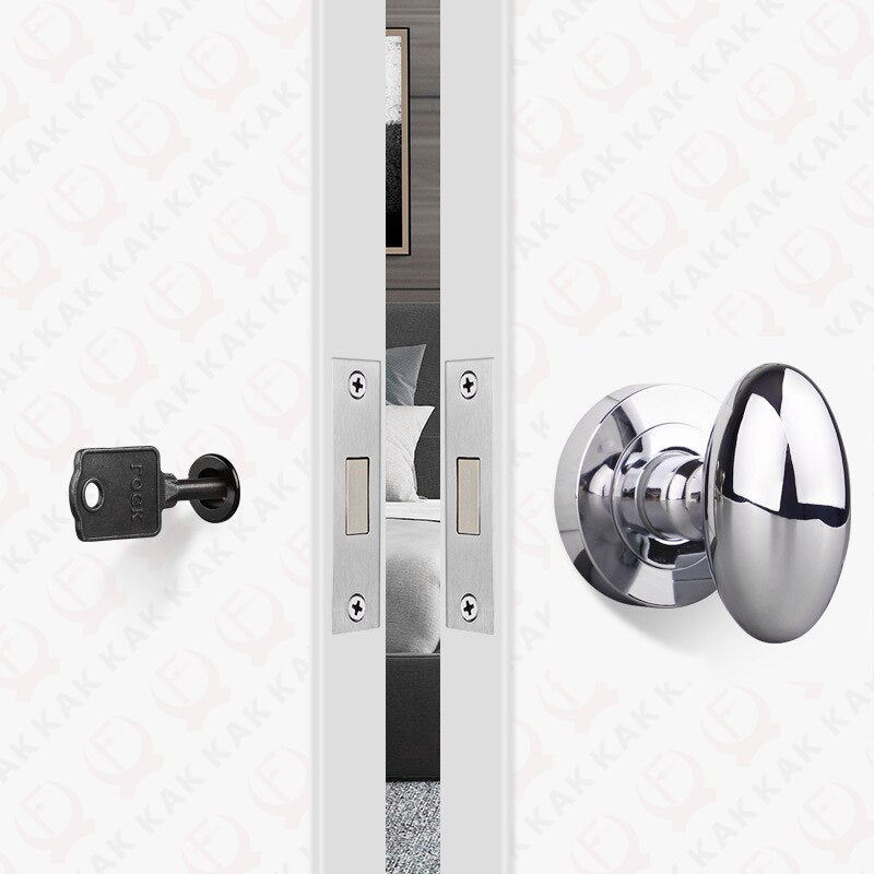 KAK Black Zinc Alloy Hidden Door Lock Invisible Corridor Sliding Door Handle Lock Keyless Mechanical Lock Door Latch Hardware - KiwisLove