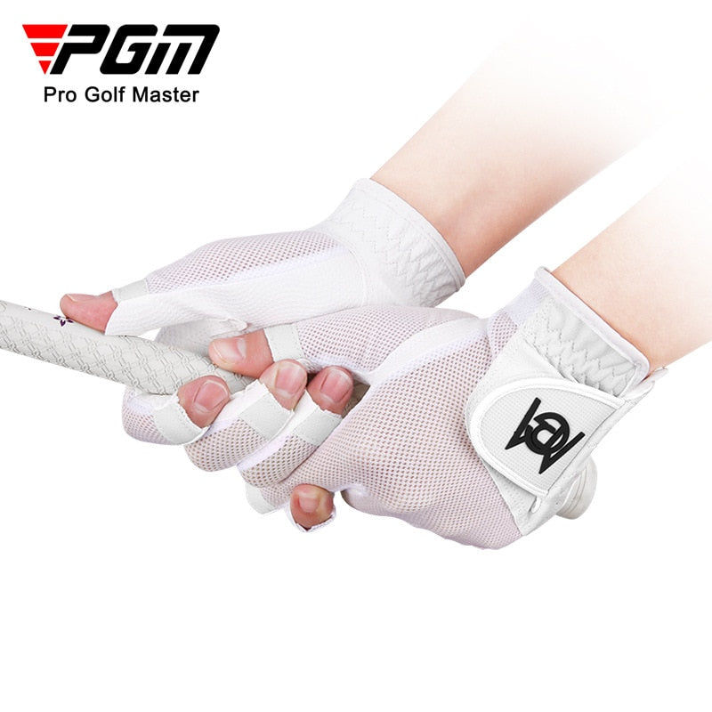 PGM 1 Pair Women&#39;s Fingerless Golf Gloves Palm Anti-Slip Texture PU Mesh Breathable Ladies Golf Glove ST028 - KiwisLove