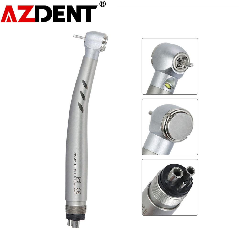 Dental Handpiece LED High Speed Ceramic Bearing Push Button Standard Head 4 Spray Stainless JD008A1-SP M4/B2 Ceramic Rotor A - KiwisLove