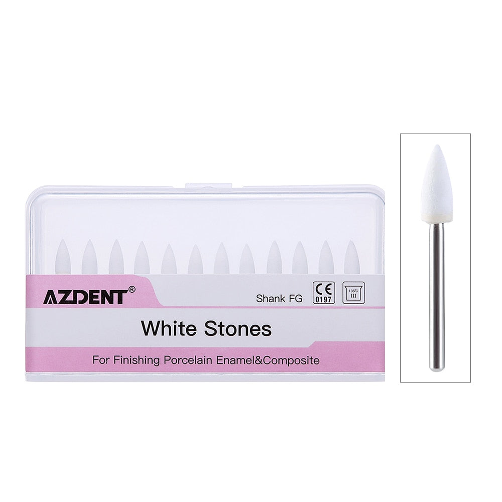 AZDENT 12Pcs/Pack Dental Polishing Stone Handpiece  Burs FG Cone Flame Dentist Teeth Whiting - KiwisLove