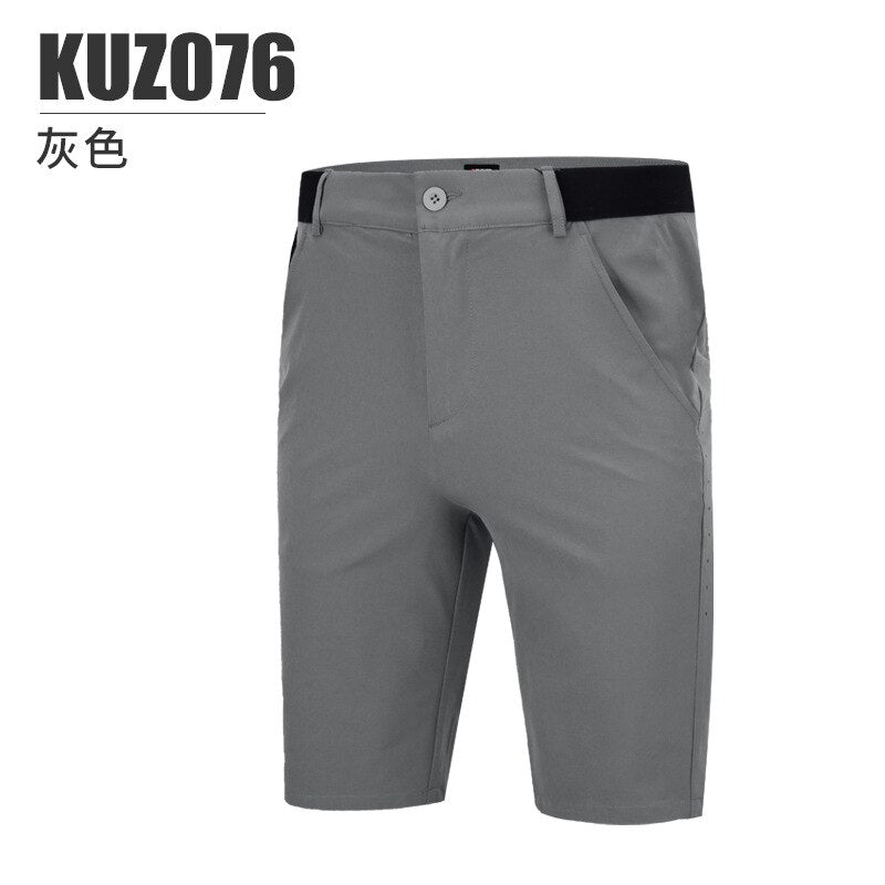 PGM Men Golf Shorts Summer Solid Middle Slim Pants Elastic Breathable Sports Wear Casual Cothing Gym Suit Clothes Grey KUZ076 - KiwisLove