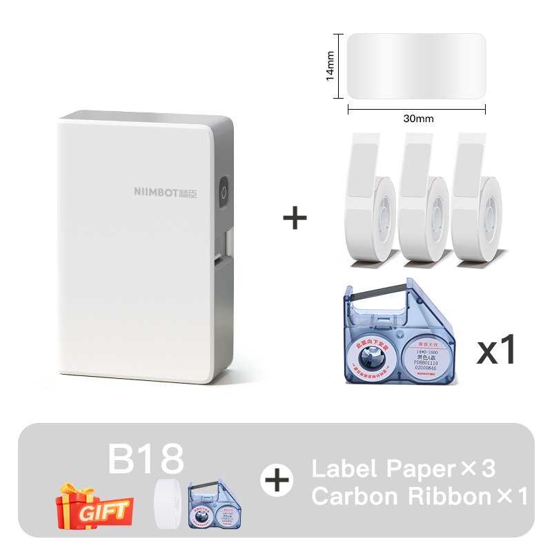 NIIMBOT B18 Mini Portable Label Printer Thermal Transfer Pocket Printer Inside Black Ribbon Sticker Maker With Long Life Labels - KiwisLove