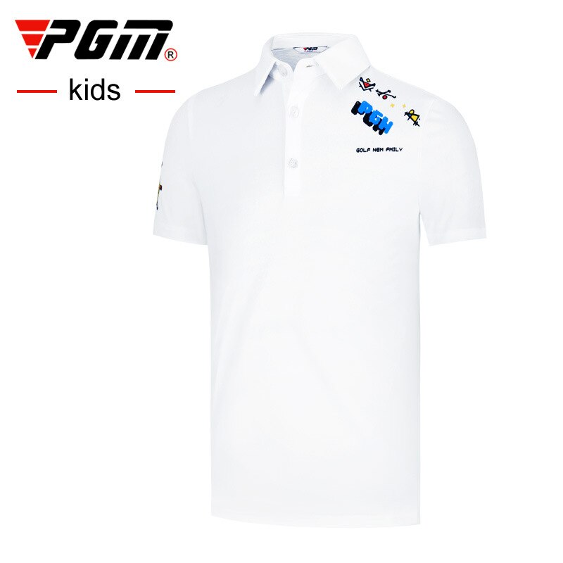 PGM Boys Golf Shirt Summer white Short Sleeves Children Breathable Quick Dry T-shirt Kids Golf Clothes Sports Suits Wear YF333 - KiwisLove