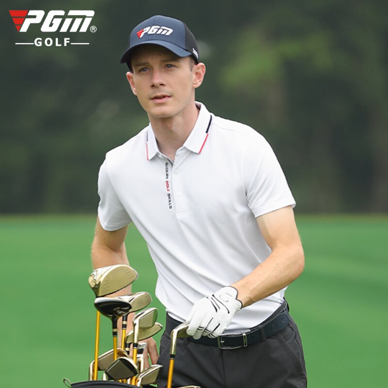 PGM Golf T Shirt Men&#39;S Shirts Summer Short Sleeved Tops Men Breathable Elastic Uniforms Golf Clothing Size M-XXL YF393 - KiwisLove