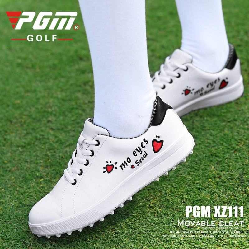 PGM Women Waterproof Golf Shoes Light Weight Soft and Breathable Universal Outdoor Camping Sports Shoes All-match White Shoes - KiwisLove